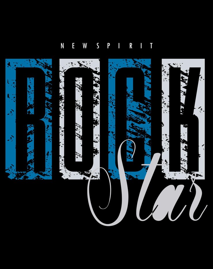 Tipografi Rock Star untuk desain kaos vektor premium