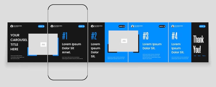 Vector tips instagram social media carousel post template or linkedin carousel banner collection