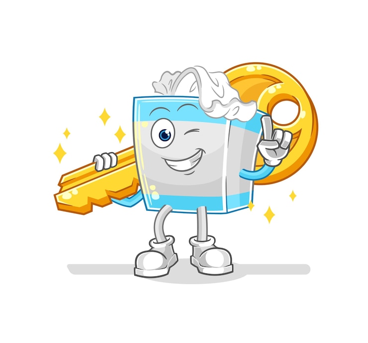 Vector tissue box carry the key mascot cartoon vector