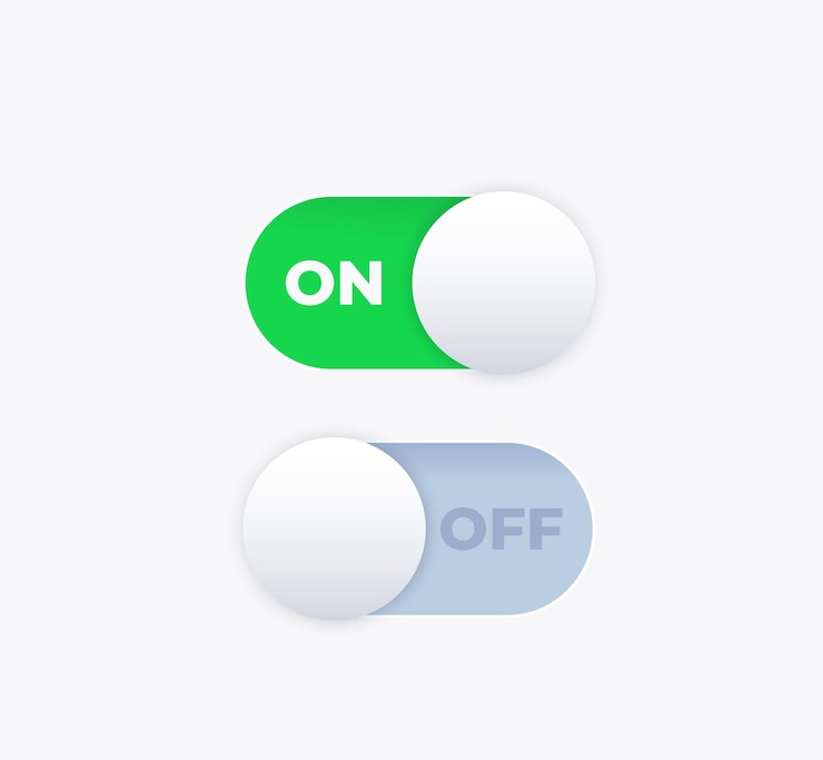 Vector toggle switch buttons on and off