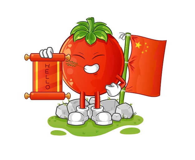 Tomato chinese cartoon cartoon mascot vector
