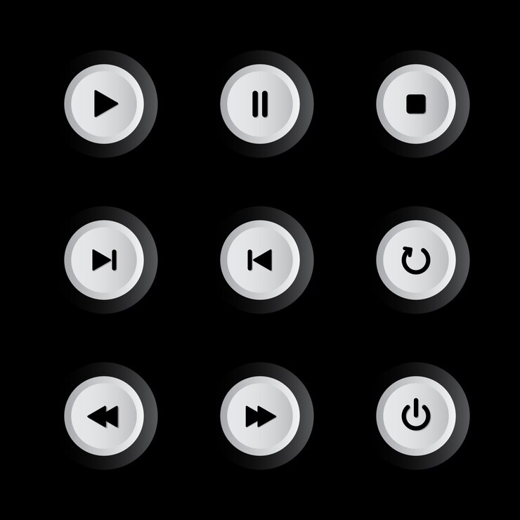 Vector tombol audio hitam putih