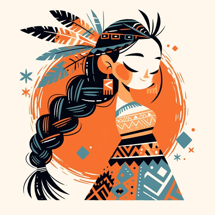 Vector tongan woman in traditional weavers attire