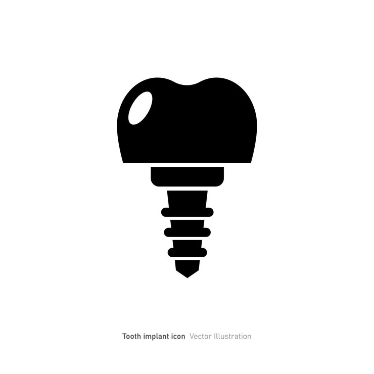 Vector tooth implant icon design stomatology and dental isolated on white background