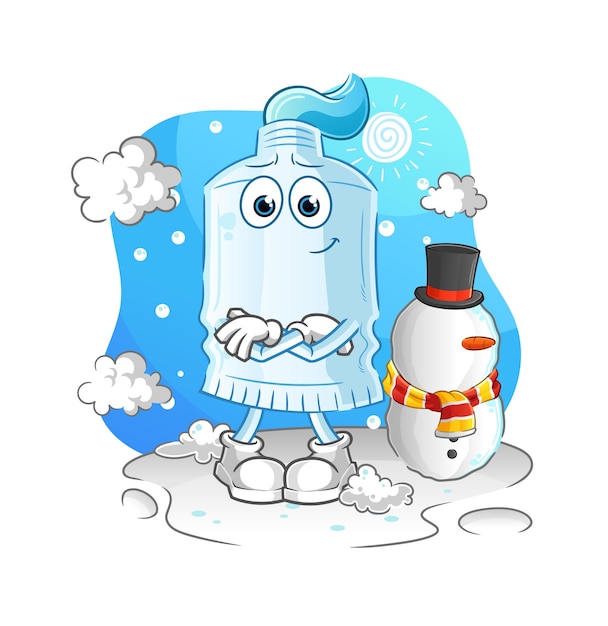 toothpaste in cold winter character cartoon mascot vector