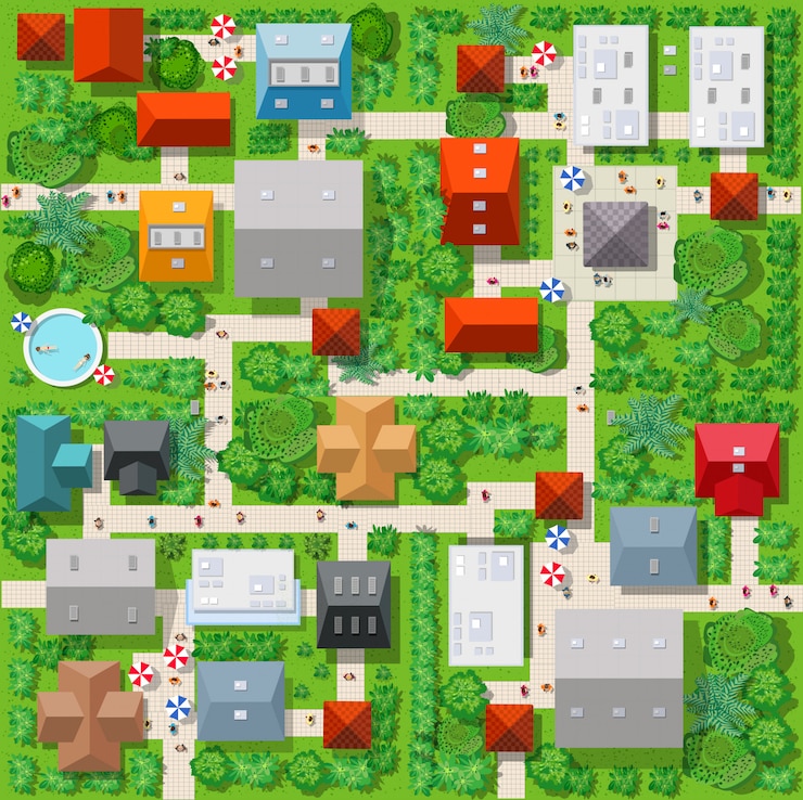 Top view of the colorful