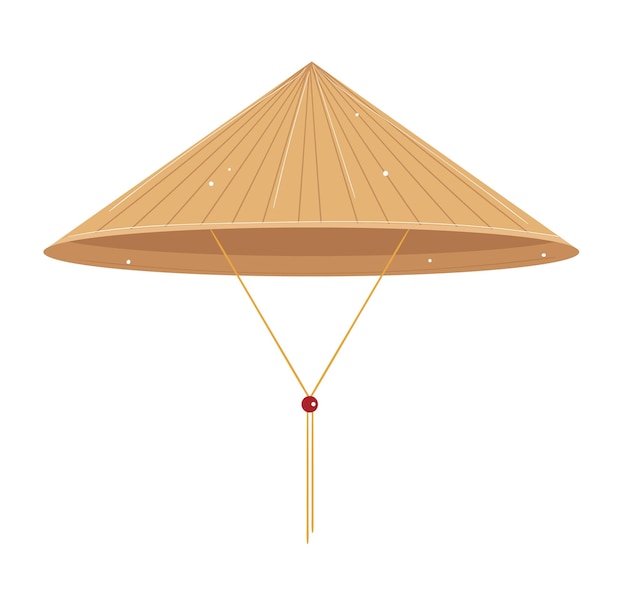 Topi kerucut Asia diisolasi pada latar belakang putih topi bambu tradisional dari vektor asia timur