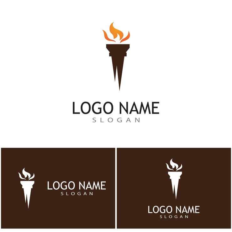 Vector torch with flame logo vector illustration design
