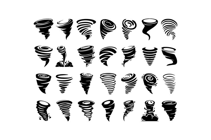 Vector tornado and cyclone icons collection vector icon