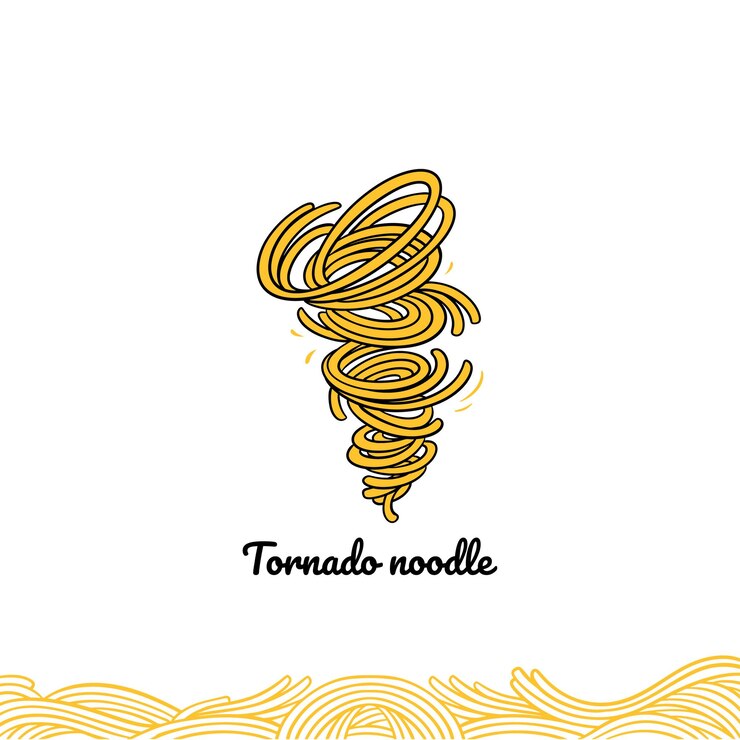 Tornado noodles logo Asian ramen noodles