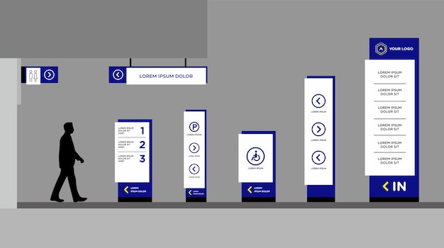 Totem signage exterior and interior template set corporate identity