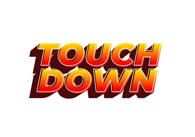 touch down text effect in eye catching color with 3d look effect