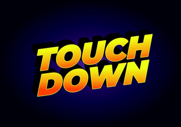 touch down text effect in eye catching color with 3d look effect