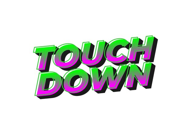 touch down text effect in eye catching color with 3d look effect