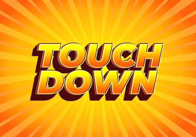 touch down text effect in eye catching color with 3d look effect