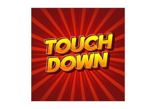touch down text effect in eye catching color with 3d look effect