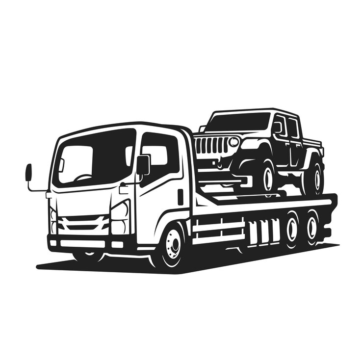 Vector towing truck service your bussines car logo