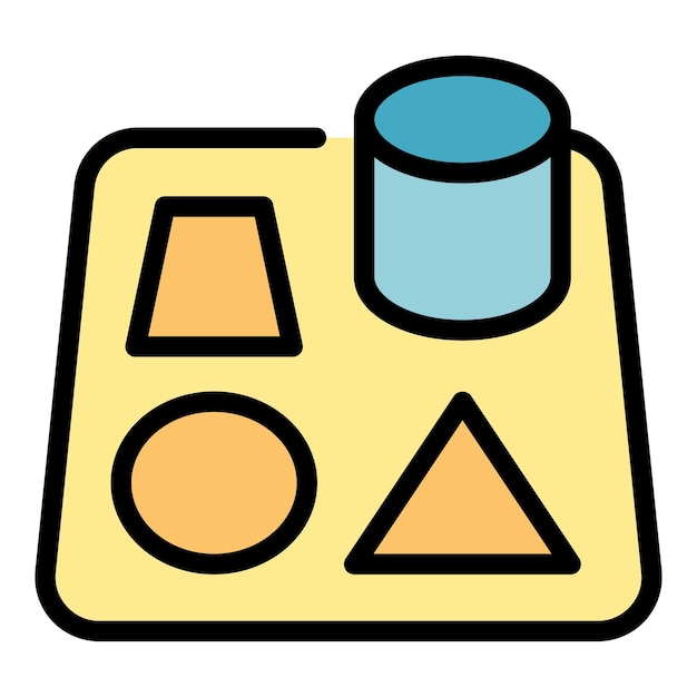 Toy table icon outline vector Fine game Memory play color flat