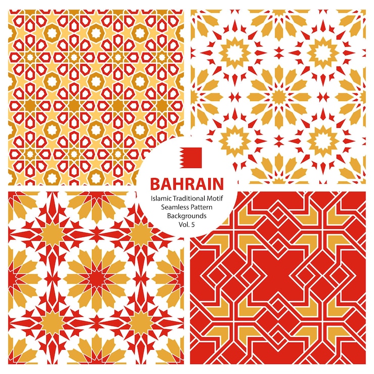 Vector traditional bahrain motif vector pack seamless middle eastern patterns