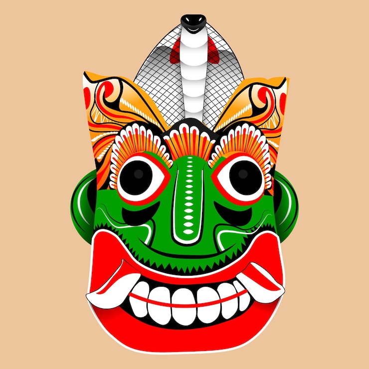 Vector traditional devil mask sri lanka vector illustration