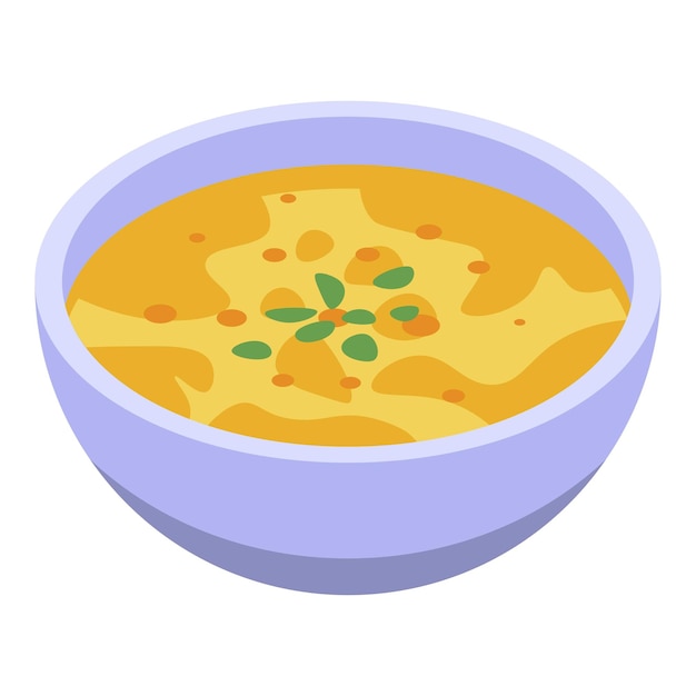 Traditional indian dish soup icon Isometric of traditional indian dish soup vector icon for web design isolated on white background