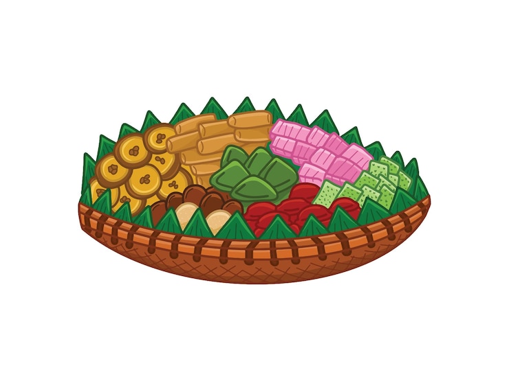 Vector traditional indonesian food and snacks illustration drawing