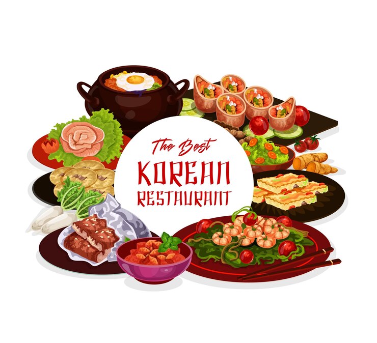 Vector traditional korean restaurant menu asian cuisine