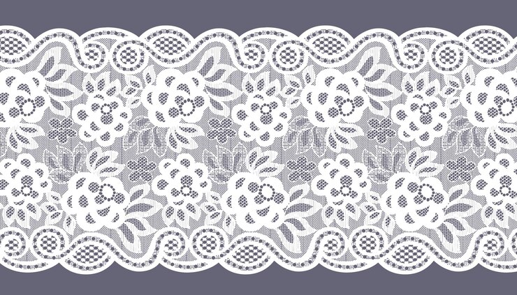 Traditional lace trim with chrysanthemum flowers and arabesques