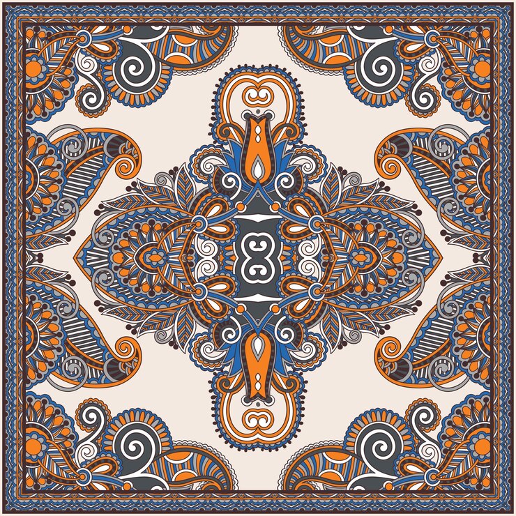 Vector traditional ornamental floral paisley bandanna you can use this pattern in the design
