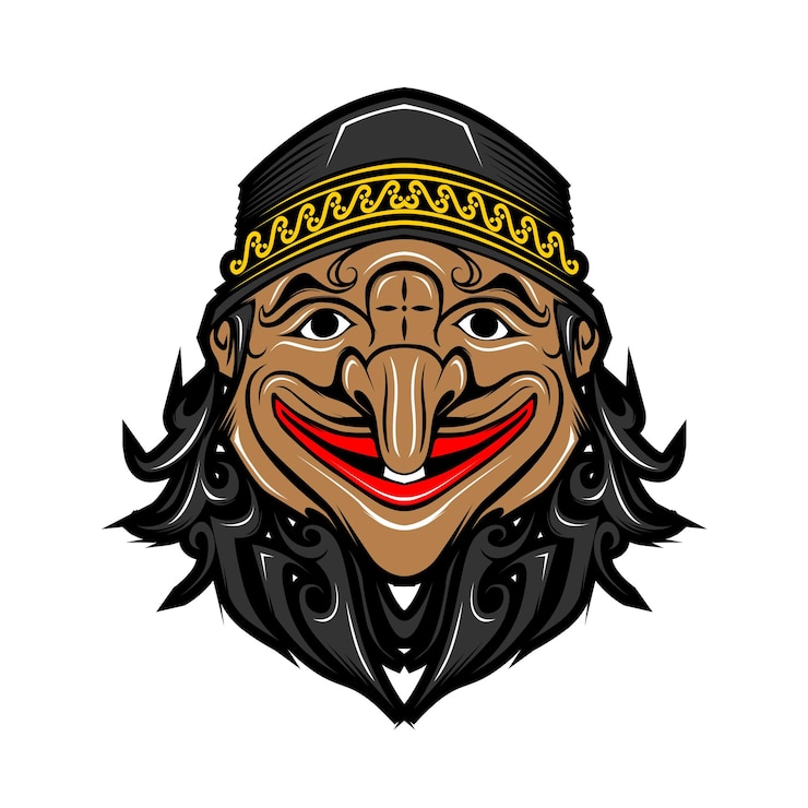 Vector traditional puppet dawala dewala head vector