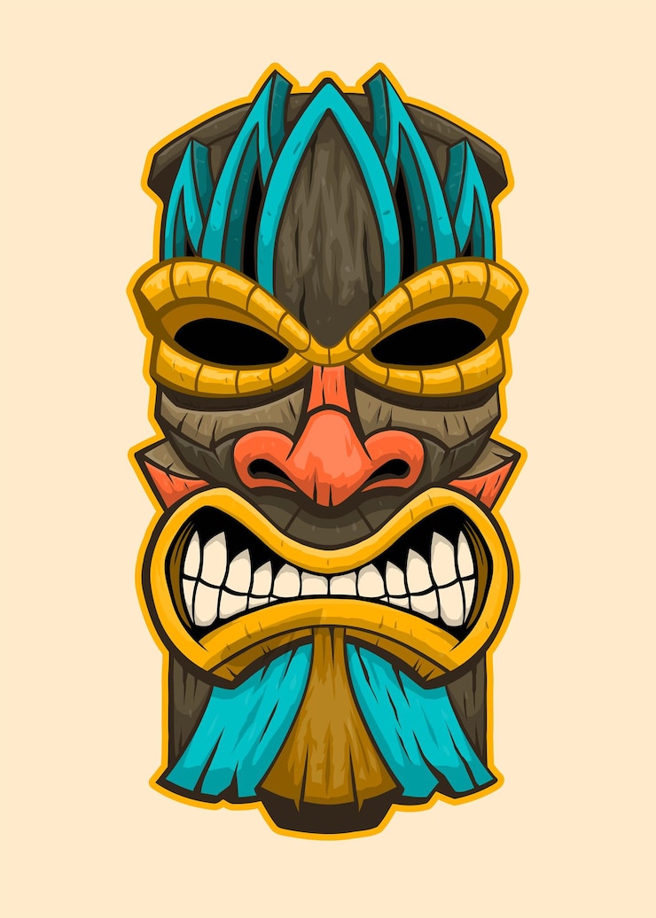 Vector traditional tiki mask of pacific god