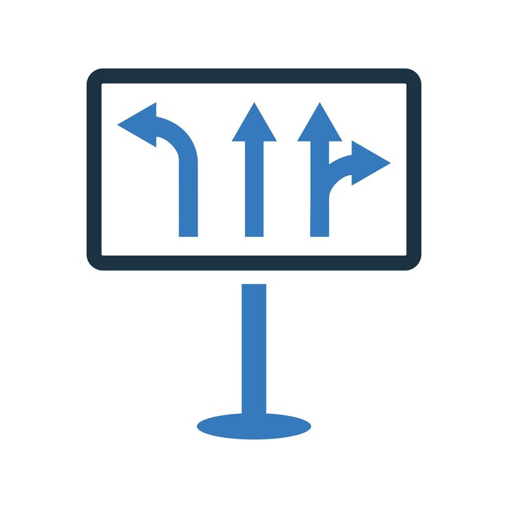 Vector traffic direction road icon simple editable vector graphics
