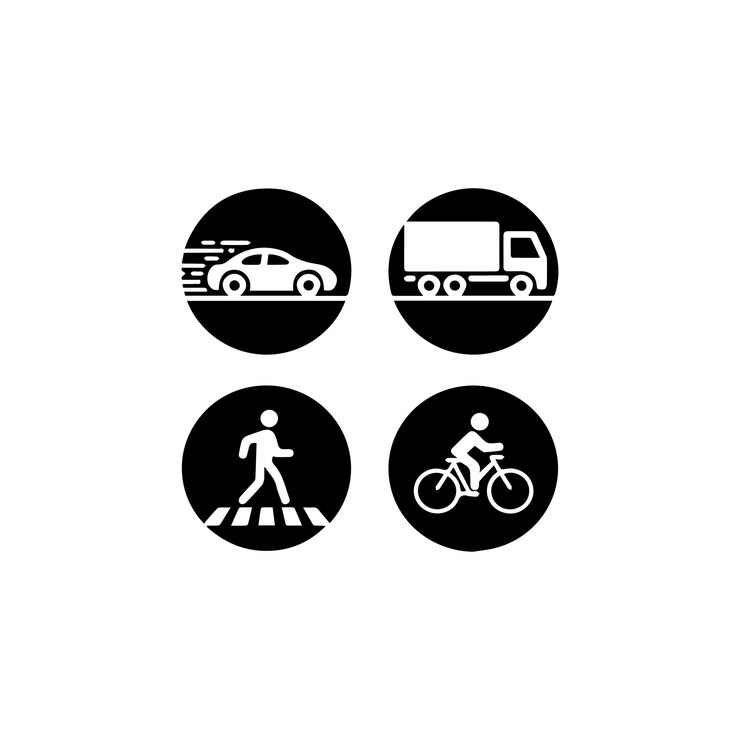 TRAFFIC ICON SET BLACK AND WHITE