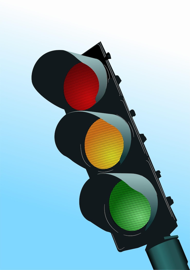 Vector traffic lights red signal yellow signal green signal 3d color vector illustration