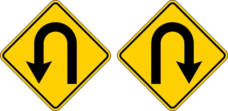 Vector traffic sign u turn on white background