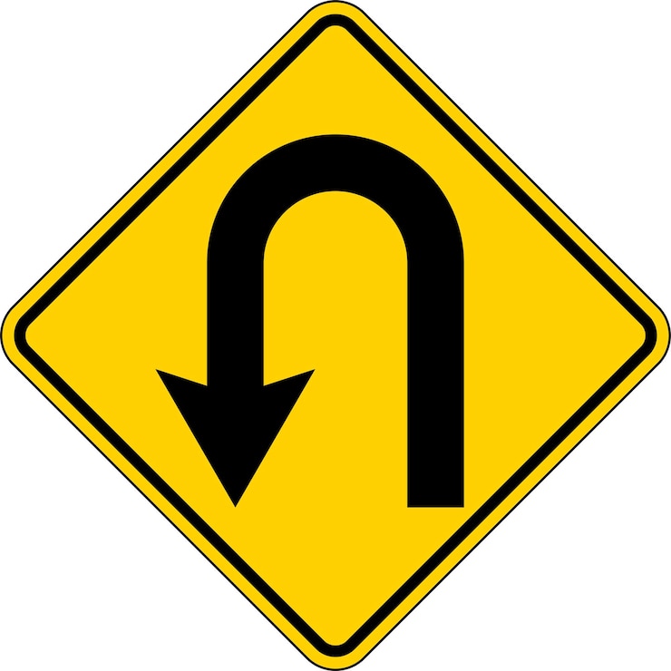 Vector traffic sign u turn on white background