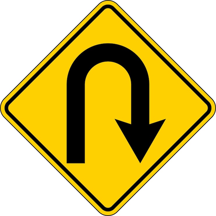 Vector traffic sign u turn on white background