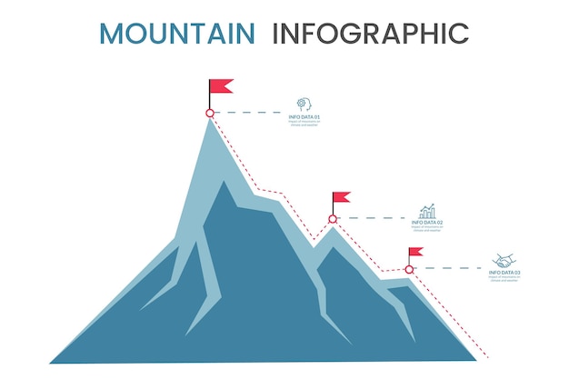 Trail to winner Climbing hiking Flag on the mountain peak Way to successful Business Vector illu