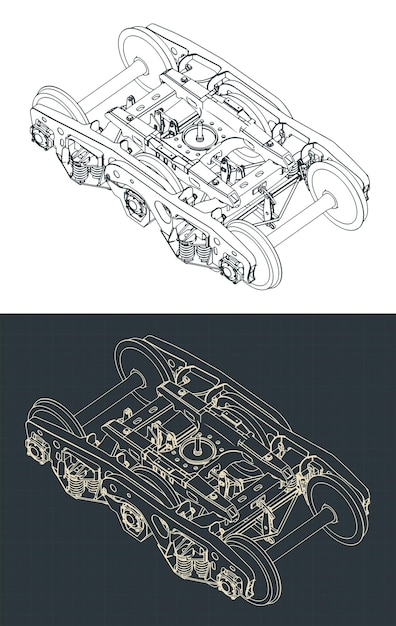 train wheelbase isometric blueprints