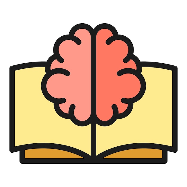 Training memory icon outline vector Human brain Mental balance color flat