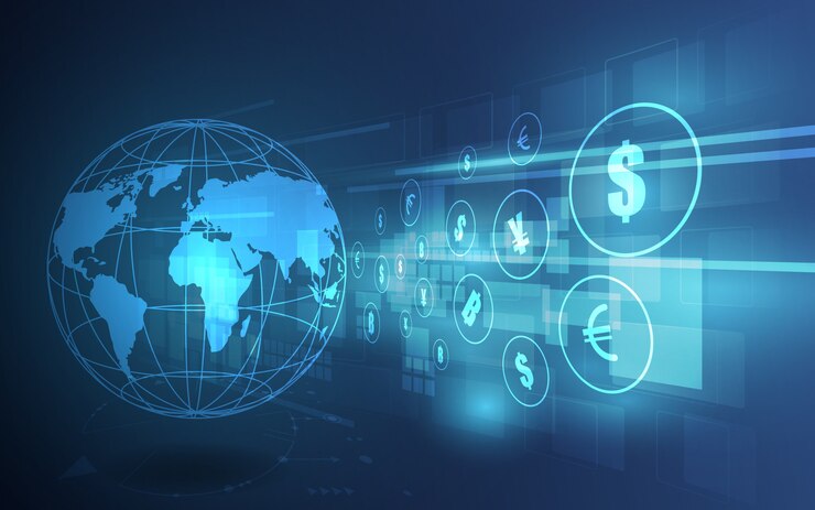 Vector transfer uang. mata uang global. bursa efek.