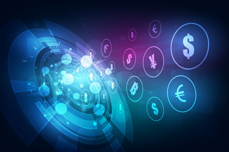 Vector transfer uang. mata uang global. bursa saham. ilustrasi vektor stok.