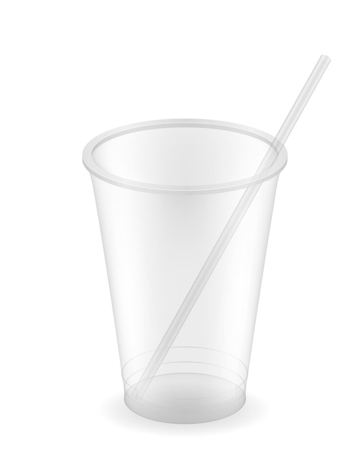 Vector transparent clear disposable plastic cup vector illustration isolated on white background