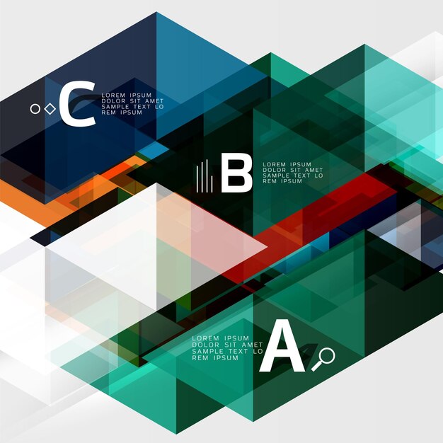 Transparent overlapping triangles abstract background