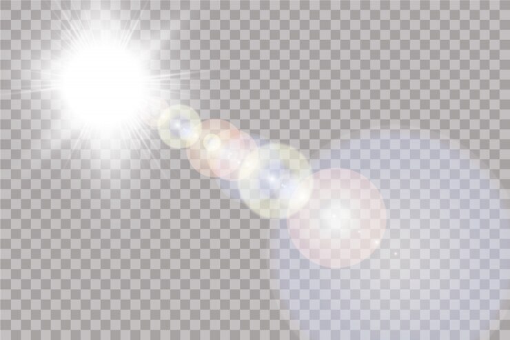 transparent sunlight special lens flare light effect. Sun isolated on transparent background