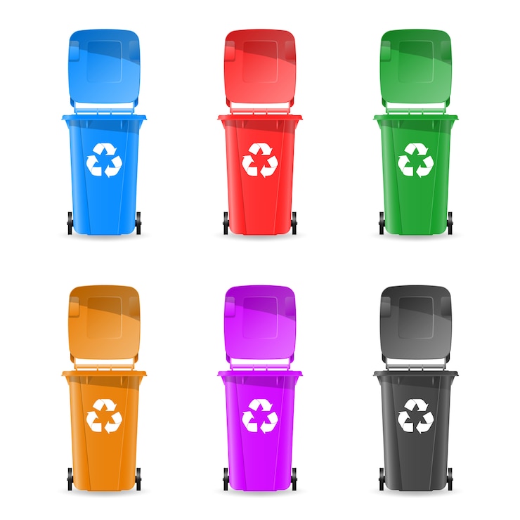 Vector trash cans are colorful