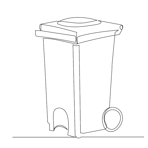 Trashcan one line drawing sketch isolated vector