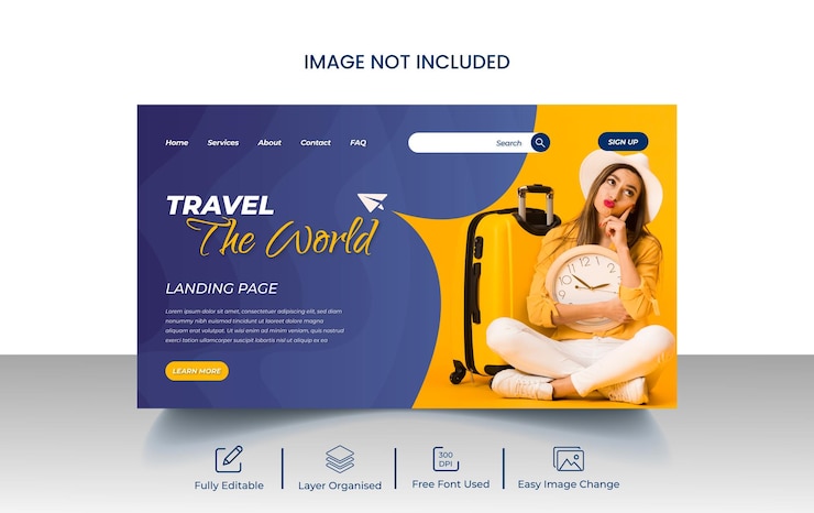 Vector travel agency landing page or web page template