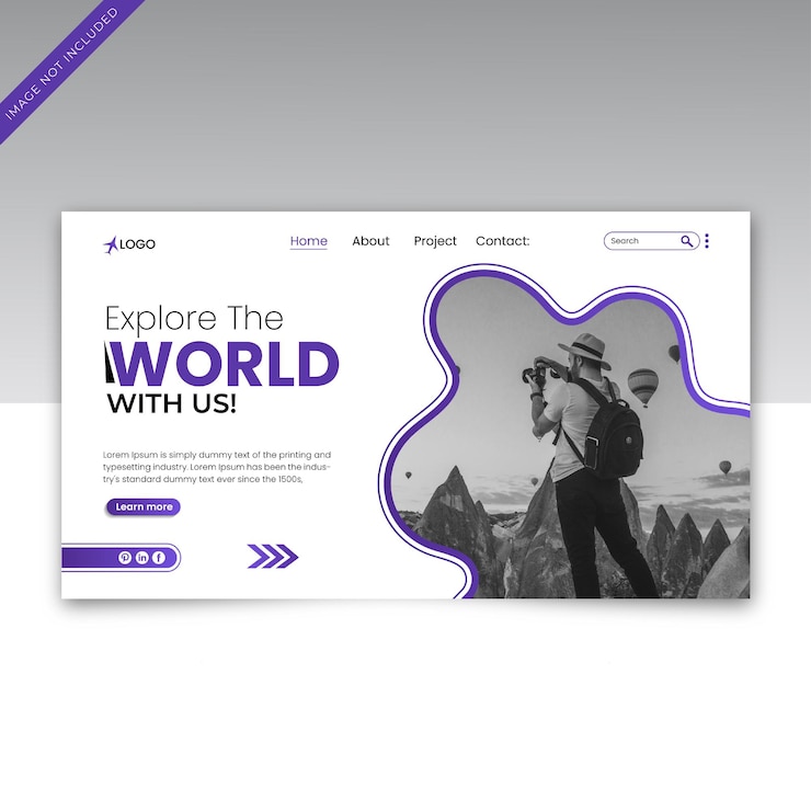 Vector travel and tourism landing page banner template