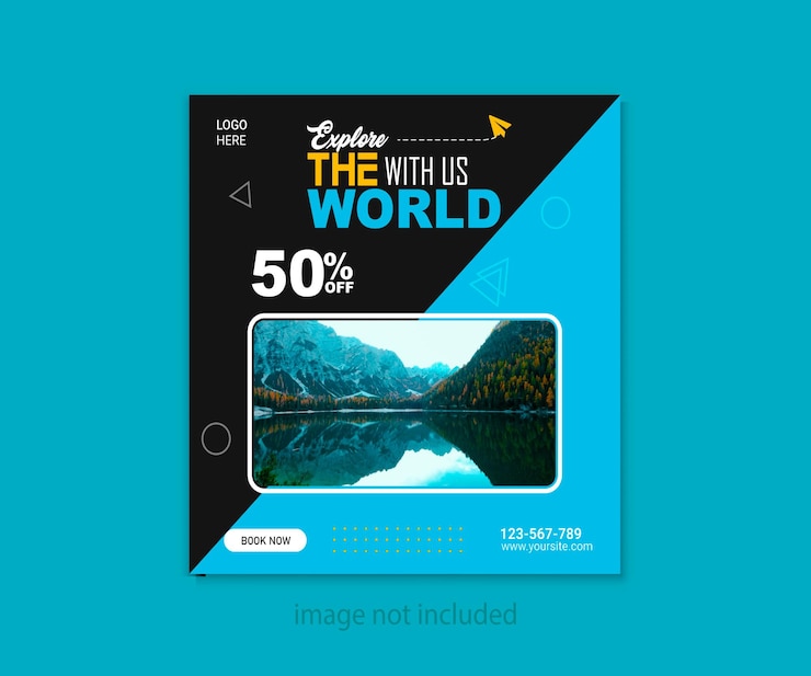 Vector travel and tourism social media post template